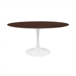 Modway Lily Cherry Walnut Oval Dining Table, White Base