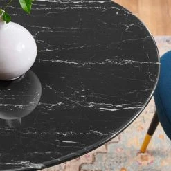Modway FURNITURE Lily Round Black Marble Dining Table, Black Base 19 Modway FURNITURE Lily Round Black Marble Dining Table, Black Base