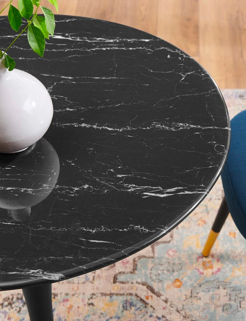 Modway FURNITURE Lily Round Black Marble Dining Table, Black Base 10 Modway FURNITURE Lily Round Black Marble Dining Table, Black Base