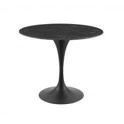 Modway FURNITURE Lily Round Black Marble Dining Table, Black Base