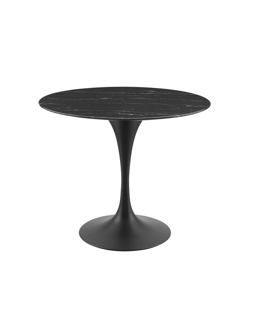 Modway FURNITURE Lily Round Black Marble Dining Table, Black Base 1 Modway FURNITURE Lily Round Black Marble Dining Table, Black Base