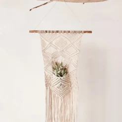 Creative Co-op Cotton/Macrame Wall Hanging W/ Pocket