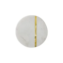 Bloomingville Round Marble Coasters W/ Gold Finish Metal Inlay