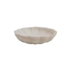 Creative Co-op Carved White Marble Flower Shaped Dish 6"