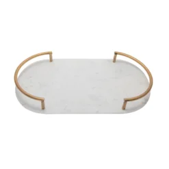 Bidk Home White Marble Oval Tray / 18" KITCHEN