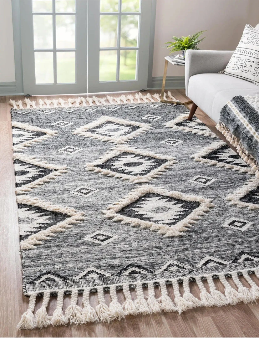 Unique Loom Masao Rectangle Rug, Charcoal 3 Unique Loom Masao Rectangle Rug, Charcoal