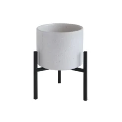 Bloomingville Stoneware Flower Pot W/ Metal Stand DECOR