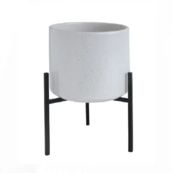 Bloomingville Stoneware Flower Pot W/ Metal Stand DECOR