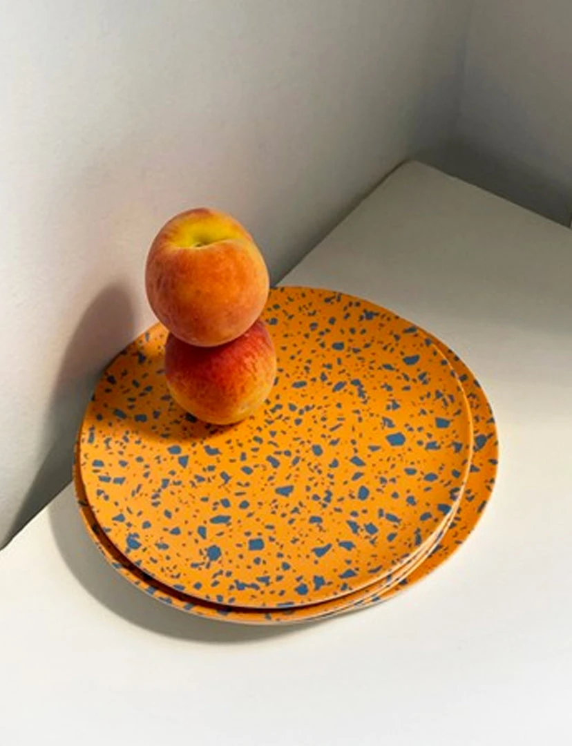 Xenia Taler Terrazzo Orange Side Plates 8" 2 Xenia Taler Terrazzo Orange Side Plates 8"