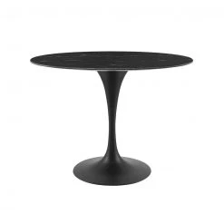 Modway FURNITURE Lily Black Oval Marble Dining Table, Black Base