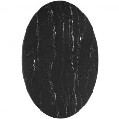 Modway FURNITURE Lily Black Oval Marble Dining Table, Black Base