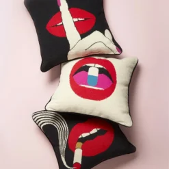 Jonathan Adler DECOR Lips Hush Needlepoint Pillow 6 Jonathan Adler DECOR Lips Hush Needlepoint Pillow