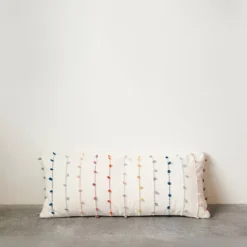 Creative Co-op Cotton Pillow W/ Multi Color Embroidery Loop
