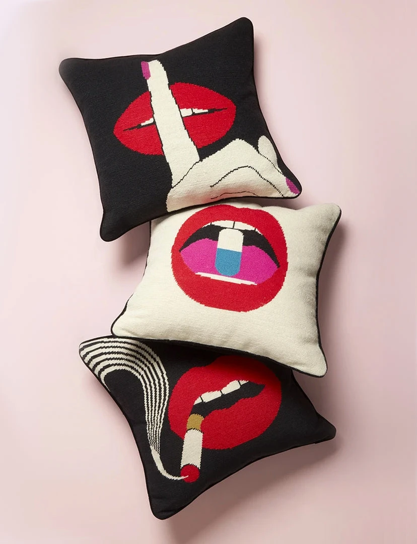 Jonathan Adler Lips Smolder Needlepoint Pillow DECOR 2 Jonathan Adler Lips Smolder Needlepoint Pillow DECOR