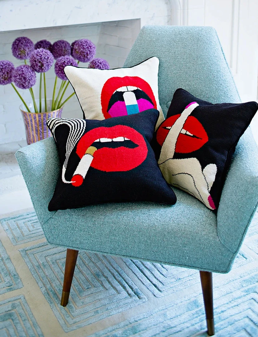 Jonathan Adler Lips Smolder Needlepoint Pillow DECOR 3 Jonathan Adler Lips Smolder Needlepoint Pillow DECOR