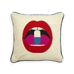 Jonathan Adler Lips Full Dose Needlepoint Pillow DECOR