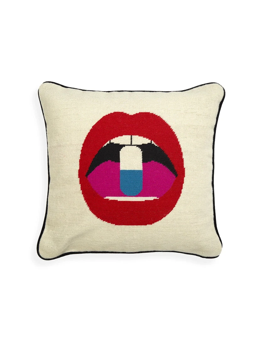 Jonathan Adler Lips Full Dose Needlepoint Pillow DECOR 1 Jonathan Adler Lips Full Dose Needlepoint Pillow DECOR