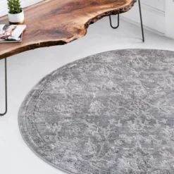 Unique Loom Classica Round Rug, Grey