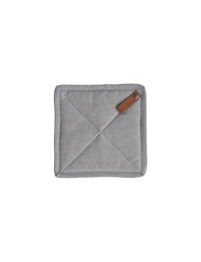 Creative Co-op Square Cotton Pot Holder W/ Leather Loop 2 Creative Co-op Square Cotton Pot Holder W/ Leather Loop