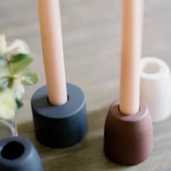 The Floral Society DECOR Petite Ceramic Taper Holder, Cylinder