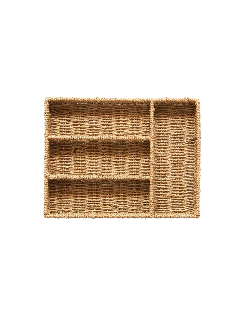Creative Co-op DECOR 4-Sectioned Hand-Woven Seagrass Tray 2 Creative Co-op DECOR 4-Sectioned Hand-Woven Seagrass Tray
