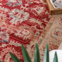 Unique Loom Teba Rectangle Rug, Red DECOR
