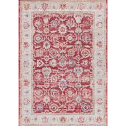 Unique Loom Teba Rectangle Rug, Red DECOR