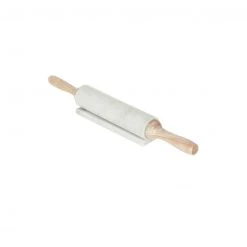 Bidk Home White Marble & Mango Wood Rolling Pin W/ Base NEW ARRIVAL