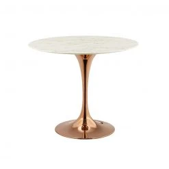 Modway Lily Round Marble Dining Table, Rose Gold Base 16 Modway Lily Round Marble Dining Table, Rose Gold Base