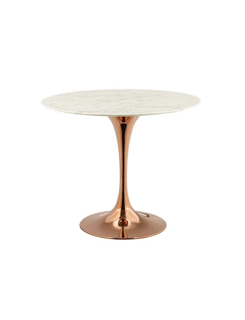Modway Lily Round Marble Dining Table, Rose Gold Base 3 Modway Lily Round Marble Dining Table, Rose Gold Base