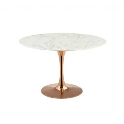 Modway Lily Round Marble Dining Table, Rose Gold Base 20 Modway Lily Round Marble Dining Table, Rose Gold Base