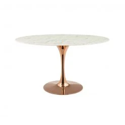 Modway FURNITURE Lily Oval Marble Dining Table, Rose Gold Base