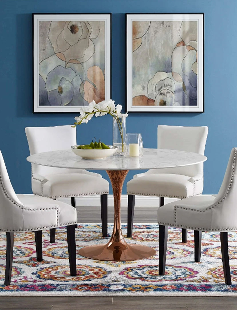 Modway Lily Round Marble Dining Table, Rose Gold Base 10 Modway Lily Round Marble Dining Table, Rose Gold Base