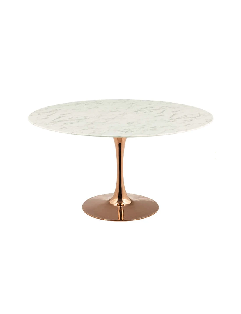 Modway Lily Round Marble Dining Table, Rose Gold Base 9 Modway Lily Round Marble Dining Table, Rose Gold Base
