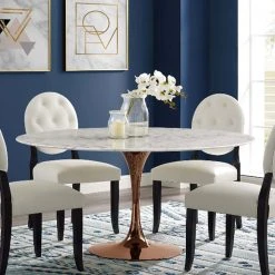 Modway Lily Round Marble Dining Table, Rose Gold Base 25 Modway Lily Round Marble Dining Table, Rose Gold Base