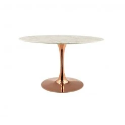 Modway FURNITURE Lily Oval Marble Dining Table, Rose Gold Base