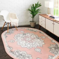Unique Loom DECOR Rosa Oval Rug, Rose 5x8
