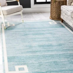 Unique Loom Oriental Rectangle Rug, Turquoise DECOR