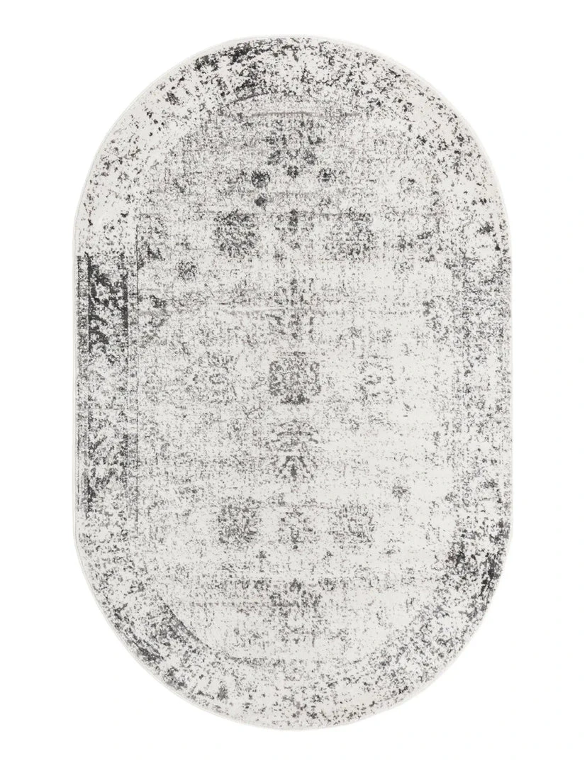 Unique Loom Namu Oval Rug, Grey 1 Unique Loom Namu Oval Rug, Grey