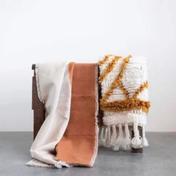 CREATIVE CO-OP Wool Tufted Patterned Rug W/ Braided Tassels / 24" X 40" DECOR 5 CREATIVE CO-OP Wool Tufted Patterned Rug W/ Braided Tassels / 24