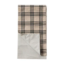 Creative Co-op KITCHEN Woven Cotton & Wool Table Runner, Black Plaid