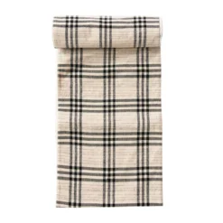 Creative Co-op KITCHEN Woven Cotton & Wool Table Runner, Black Plaid