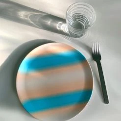Xenia Taler Soft Stripe Blue Dinner Plate 10"