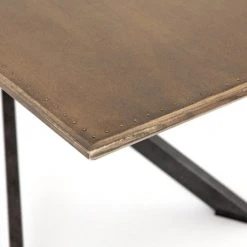 Four Hands Holland Dining Table, Bright Brass Clad FURNITURE