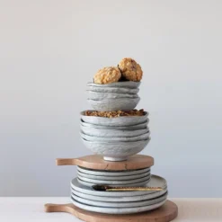 Creative Co-op Matte Stoneware Bowl, Grey 5" KITCHEN