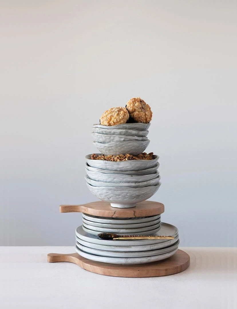 Creative Co-op Matte Stoneware Bowl, Grey 7" 2 Creative Co-op Matte Stoneware Bowl, Grey 7"