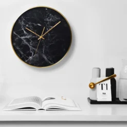 Cloudnola Structure Marble Wall Clock - Black