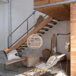 CREATIVE CO-OP Wood Striped Surfboard Wall Decor