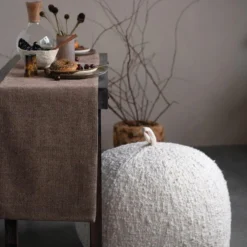 Creative Co-op KITCHEN Brown Wool Blend Tweed Table Runner 108"