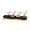 Bidk Home KITCHEN Bamboo Tapas Set W/ Black Bowls